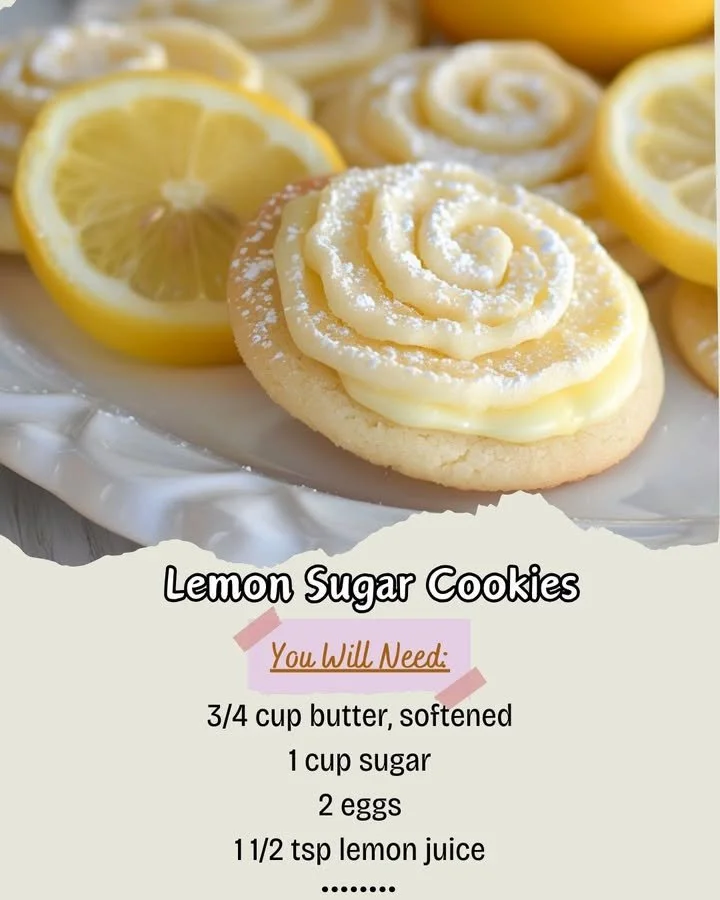 Delicious homemade Lemon Sugar Cookies with a zesty lemon glaze.