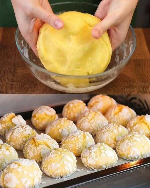 Freshly baked Lemon Sugar Cookies on a cooling rack