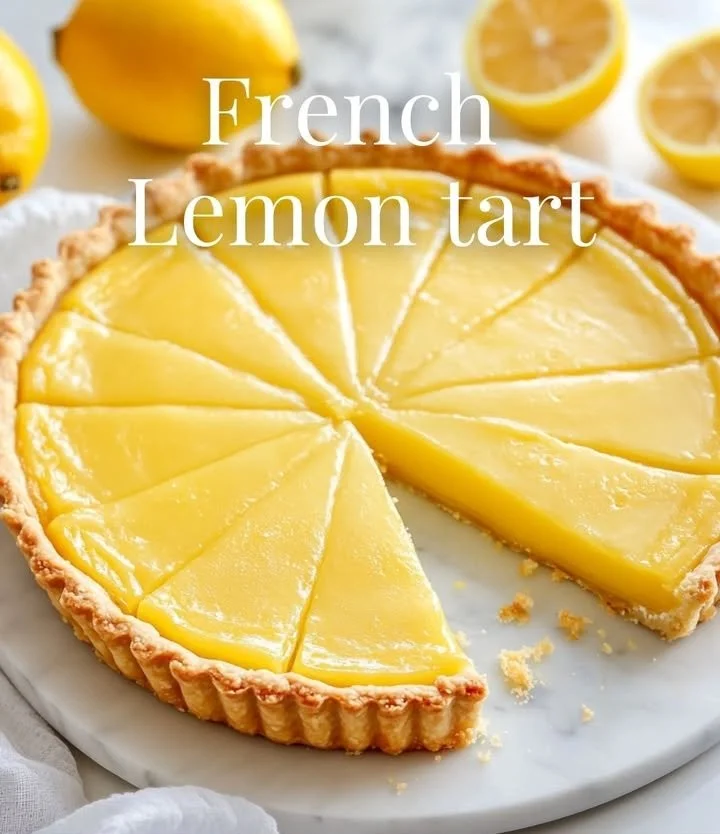 Delicious homemade lemon tart with a golden crust and creamy lemon filling