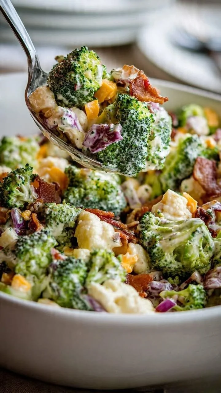 Loaded Broccoli Cauliflower Salad