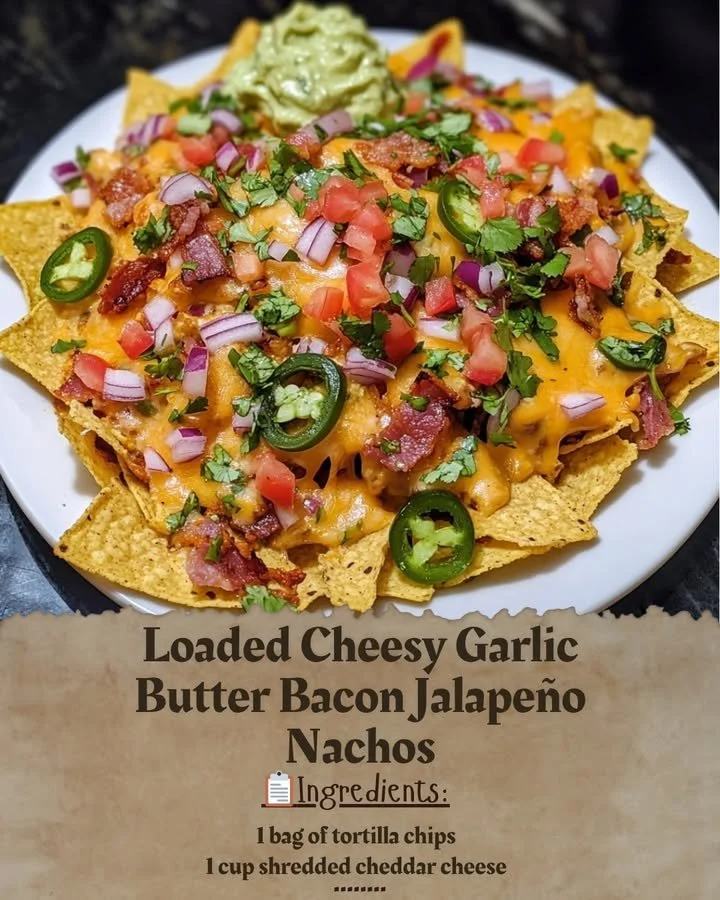 Loaded Cheesy Garlic Butter Bacon Jalapeño Nachos
