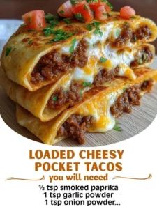 Loaded cheesy pocket tacos filled with melted cheese and tasty ingredients