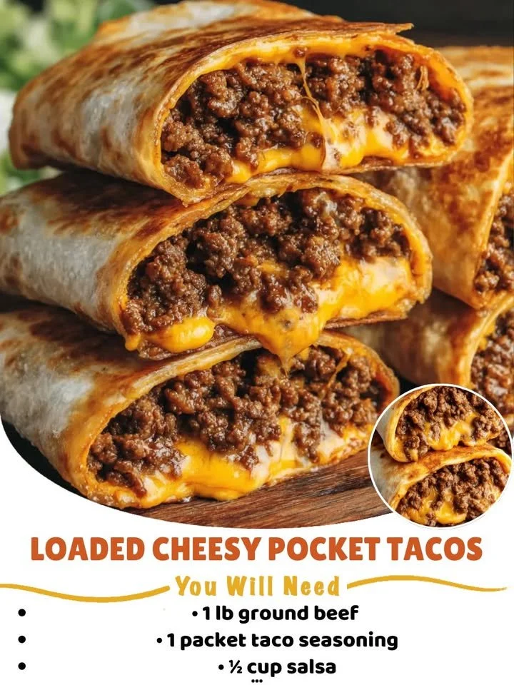 Delicious loaded cheesy tacos served in pocket form