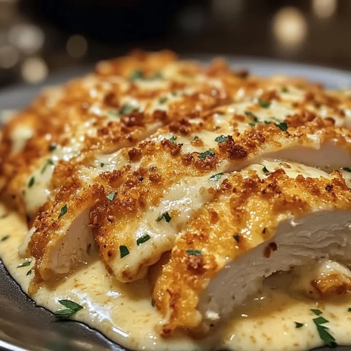 Plate of Longhorn Parmesan Crusted Chicken with a golden, crispy crust.