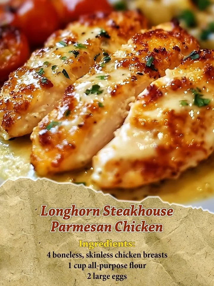 Delicious Parmesan Chicken dish served at Longhorn Steakhouse