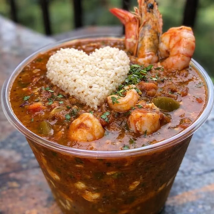 Bowl of Louisiana Seafood Gumbo with shrimp, crab, and spices
