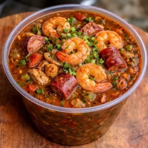 Bowl of Louisiana seafood gumbo with shrimp, crab, and spices