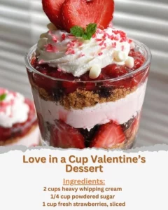 Love in a Cup Valentine's Dessert served in romantic cups