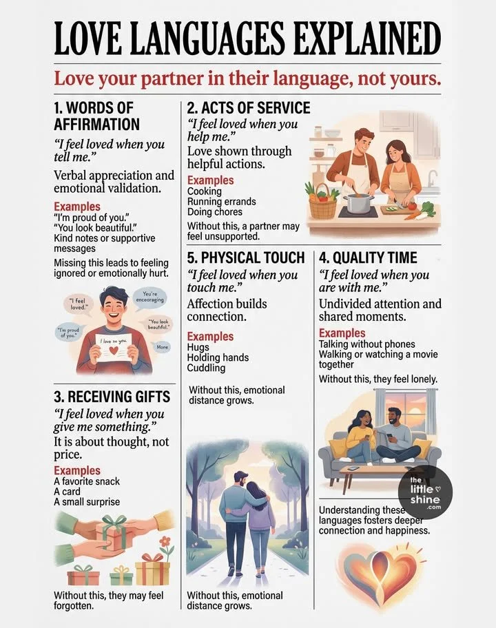 An infographic explaining the different love languages