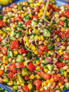 Delicious Black Eyed Pea Salad with fresh ingredients and lemon dressing
