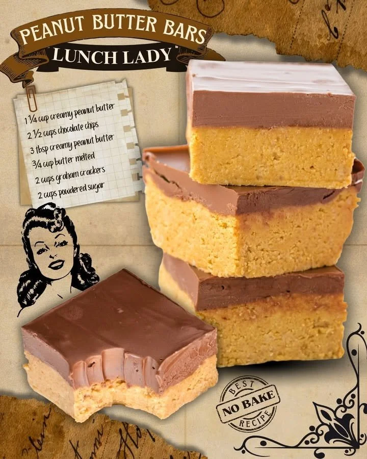 Delicious Lunch Lady Peanut Butter Bars in a healthy recipe
