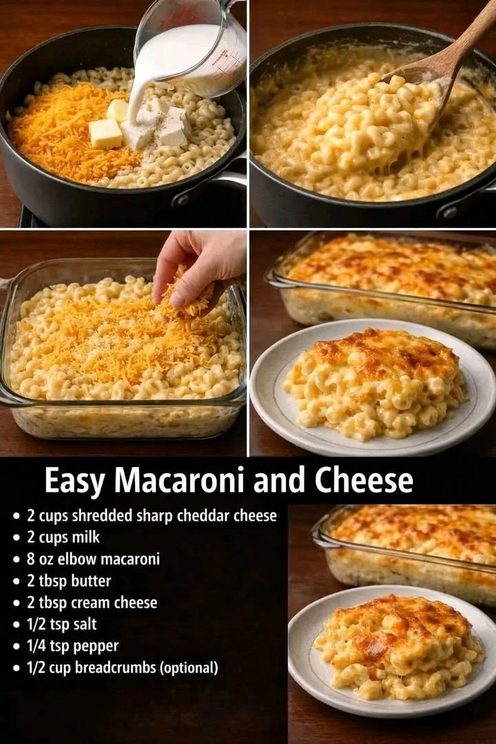 Creamy macaroni and cheese served in a bowl with toppings