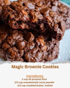 Delicious magic brownie cookies freshly baked and ready to enjoy.