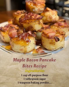 Delicious maple bacon pancake bites served on a plate