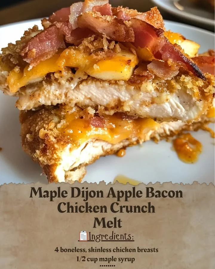 Delicious Maple Dijon Apple Bacon Chicken Crunch Melt sandwich for a savory meal.