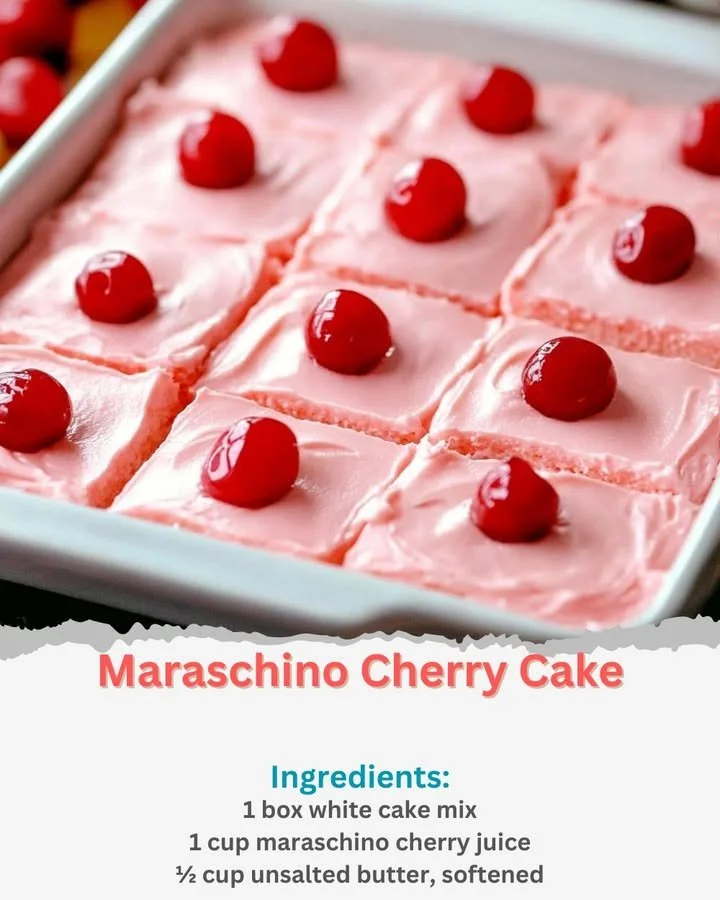 Delicious Maraschino Cherry Cake with colorful cherries and frosting