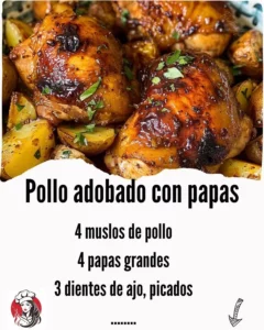 Plate of marinated chicken served with roasted potatoes