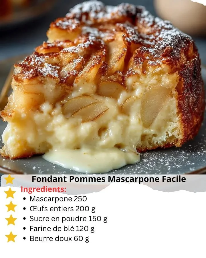 Delicious Mascarpone Apple Fondant dessert with apple slices and creamy mascarpone