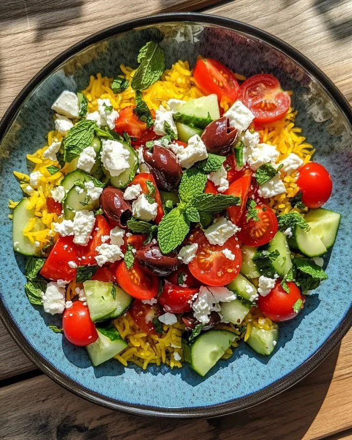 Vibrant Mediterranean couscous salad with fresh vegetables and herbs