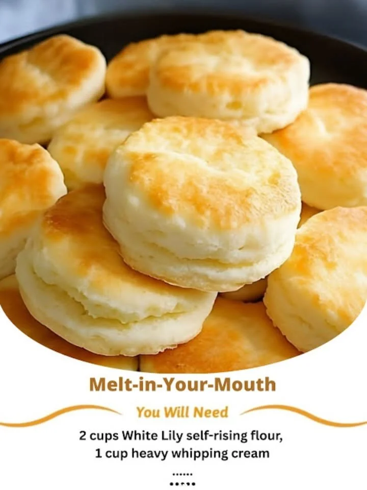 Fluffy melt-in-your-mouth 2-ingredient biscuits served on a plate.
