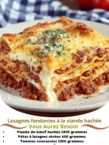 Melt-in-your-mouth lasagna with minced meat served on a plate