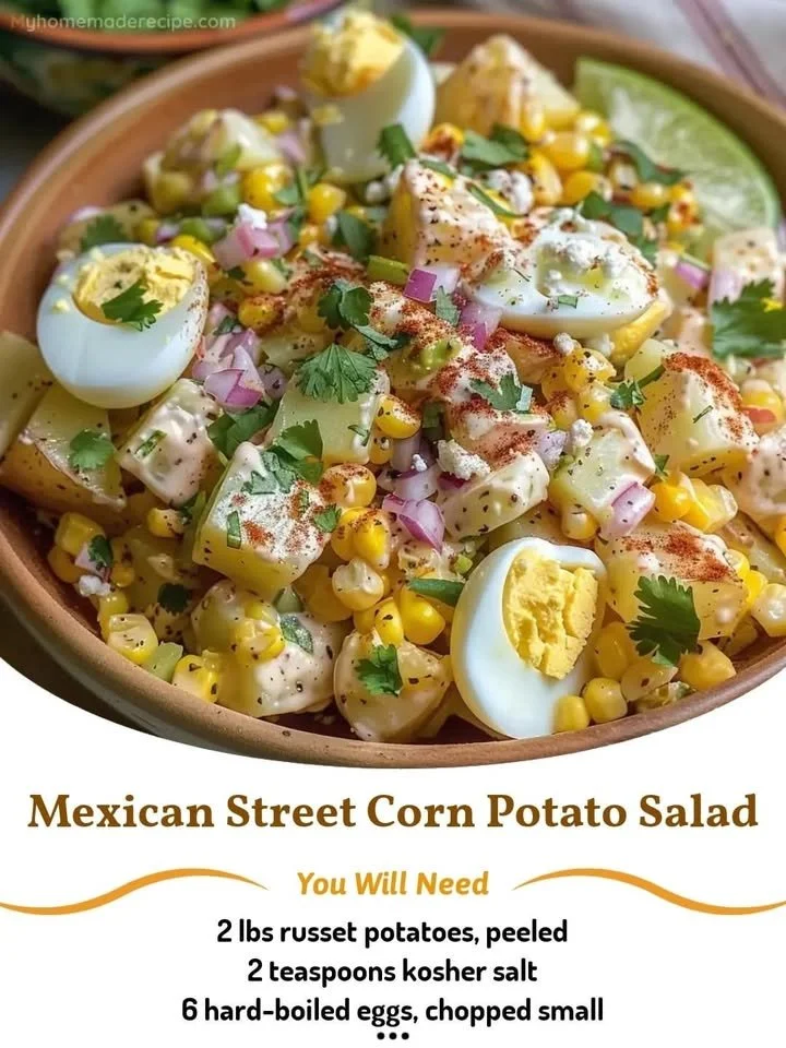Mexican street corn potato salad served in a bowl with fresh cilantro
