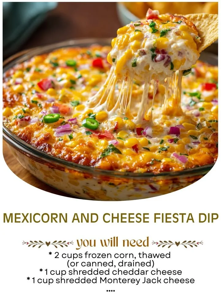 Delicious Mexicorn and Cheese Fiesta Dip served with tortilla chips