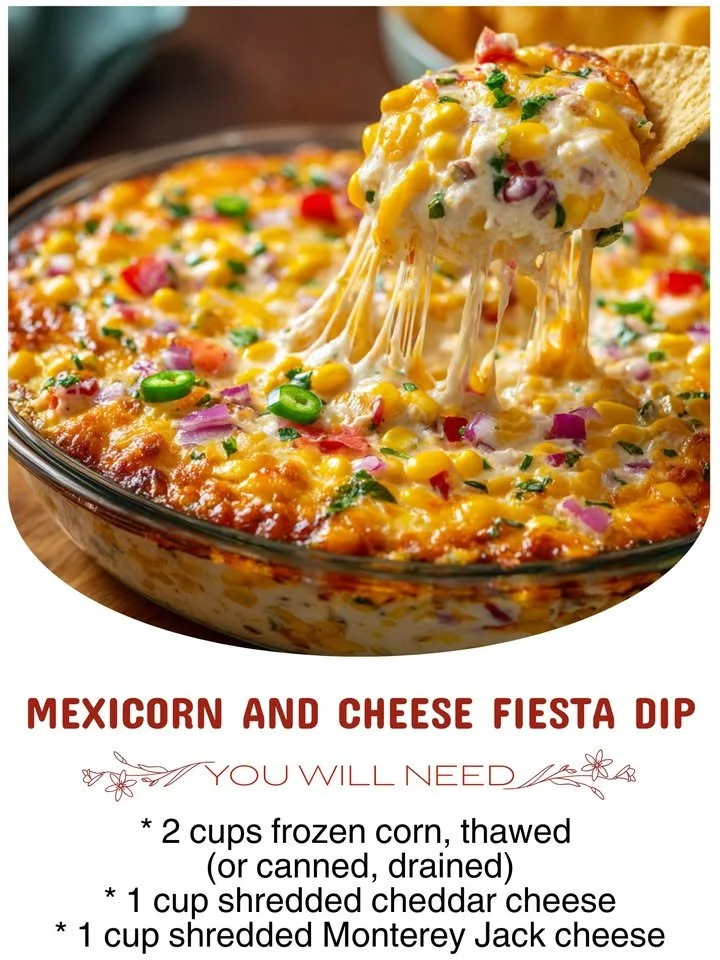 Delicious Mexicorn and Cheese Fiesta Dip in a serving bowl