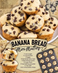 Mini Banana Bread Muffins fresh out of the oven, perfect for a tasty snack.