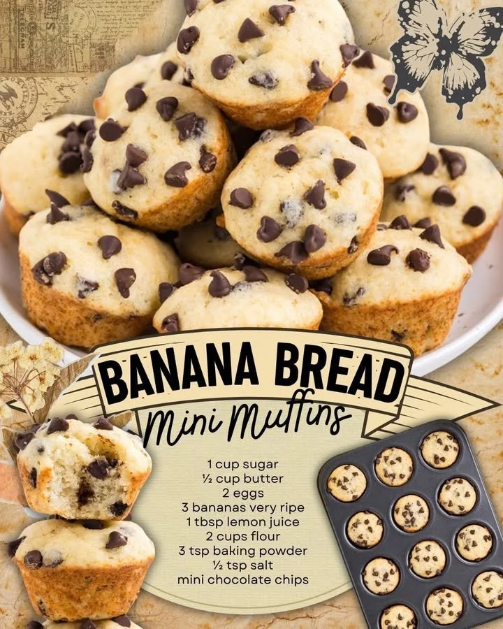 Mini Banana Bread Muffins fresh out of the oven, perfect for a tasty snack.