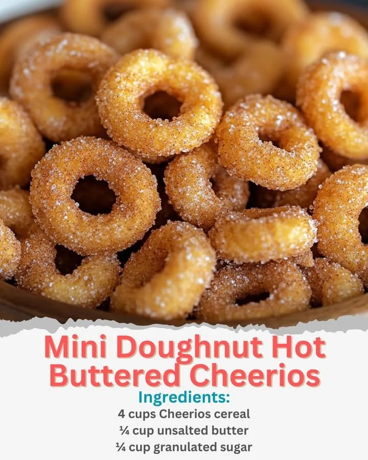 Mini Doughnut Hot Buttered Cheerios recipe showcasing delicious doughnut treats
