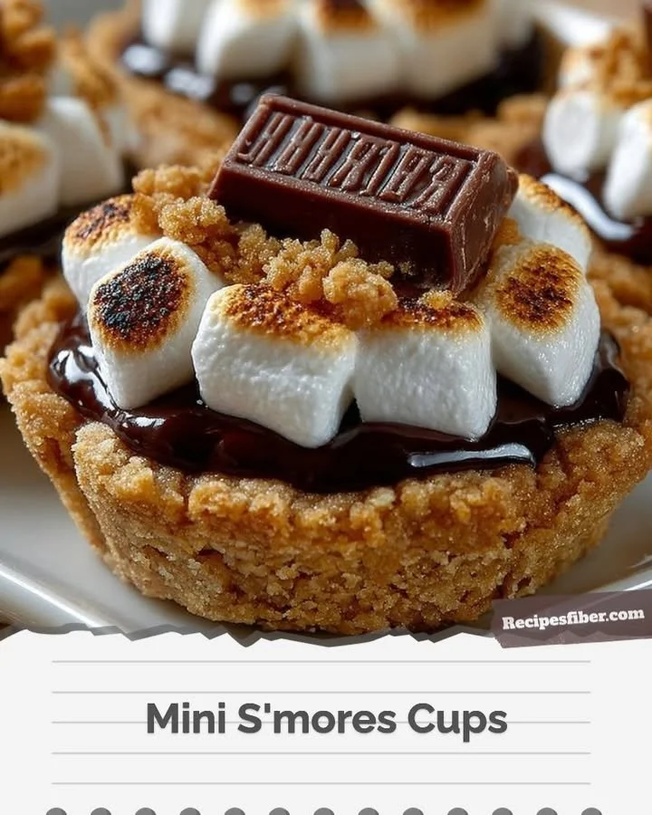 Mini S'mores Cups with melted chocolate and marshmallows