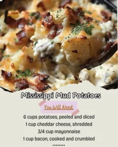 Delicious Mississippi Mud Potatoes served in a rustic dish