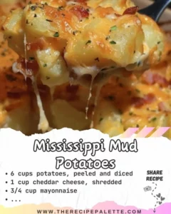 Delicious Mississippi Mud Potatoes served in a bowl, garnished with herbs.