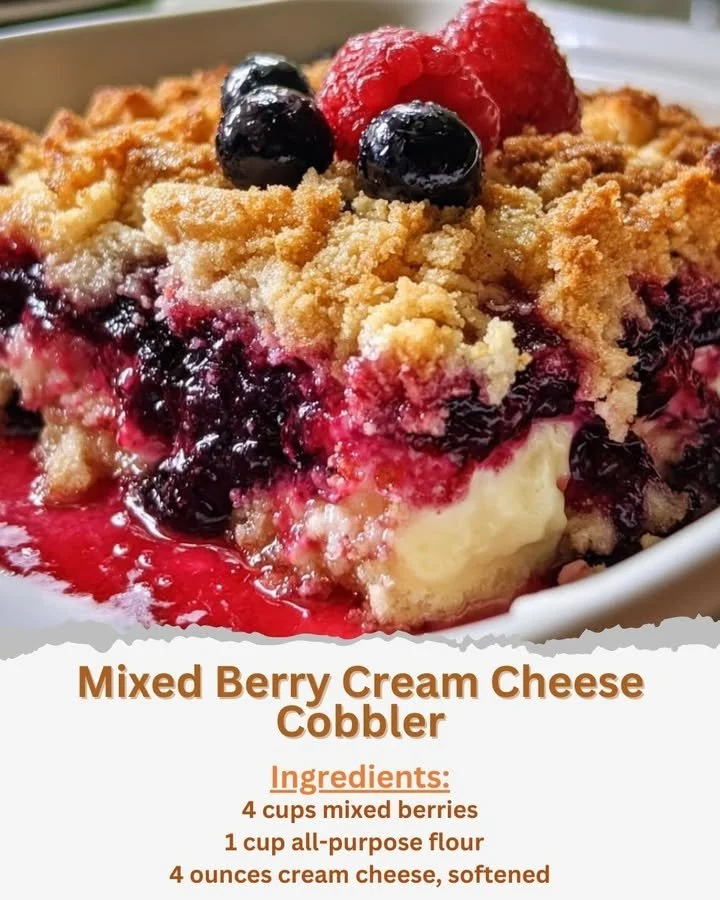 Mixed Berry Cream Cheese Cobbler