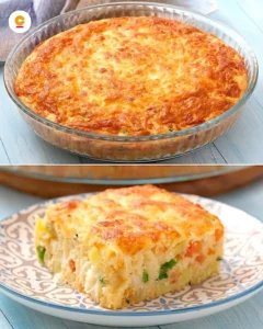 Colorful mixed vegetable bake with fresh ingredients and toppings.