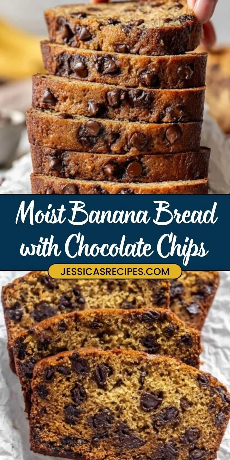 Moist banana chocolate chip bread fresh out of the oven