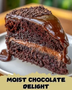 Moist Chocolate Delight dessert showcasing rich chocolate layers and creamy frosting
