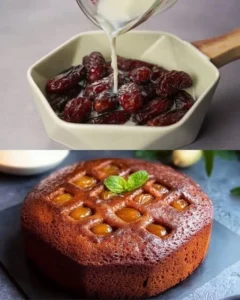 Moist date cake with rich dates and a fluffy texture served on a plate