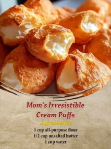 Delicious homemade cream puffs topped with powdered sugar