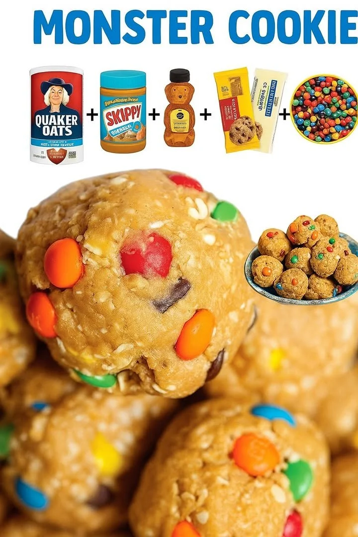 Delicious Monster Cookie Balls made with chocolate chips and colorful sprinkles