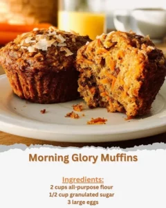 Freshly baked Morning Glory Muffins with nuts and fruits