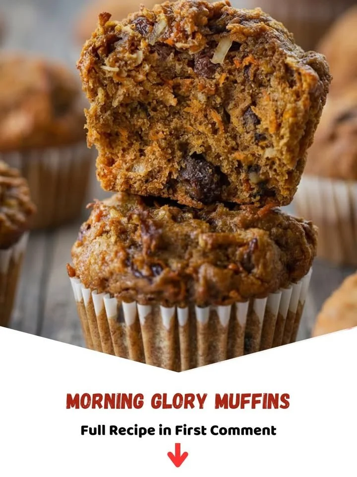 Freshly baked Morning Glory Muffins with fruits and nuts on a plate