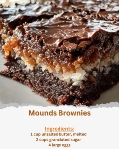 Delicious Mounds Brownies with coconut and chocolate topping