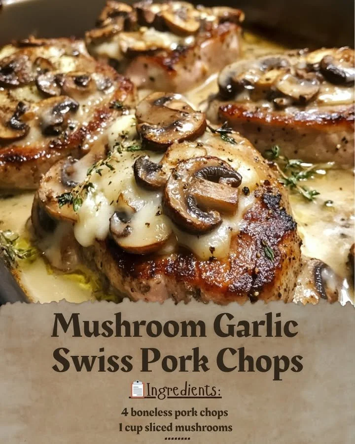 Mushroom Garlic Swiss Pork Chops