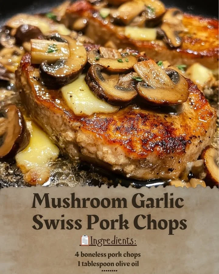 Mushroom Garlic Swiss Pork Chops
