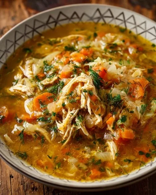 A steaming bowl of my partner's favorite soup, garnished with fresh herbs.