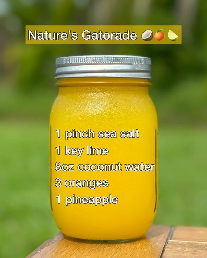 A refreshing drink representing Nature's Gatorade for hydration and energy replenishment.