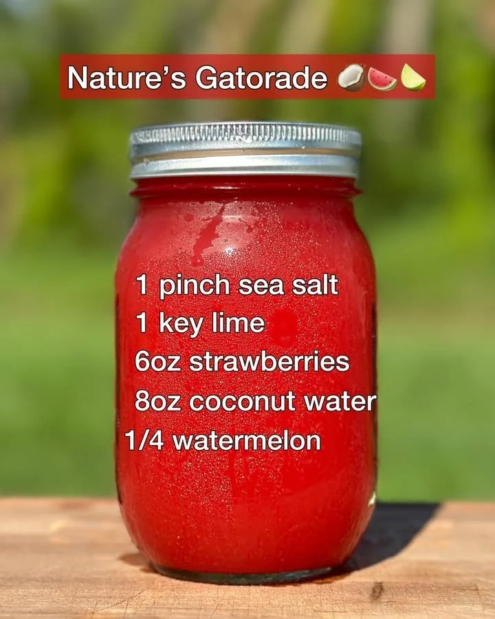 Bottle of Nature's Gatorade, a natural sports drink filled with electrolytes and hydration.