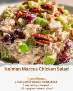 Delicious Neiman Marcus chicken salad served in a bowl with fresh ingredients